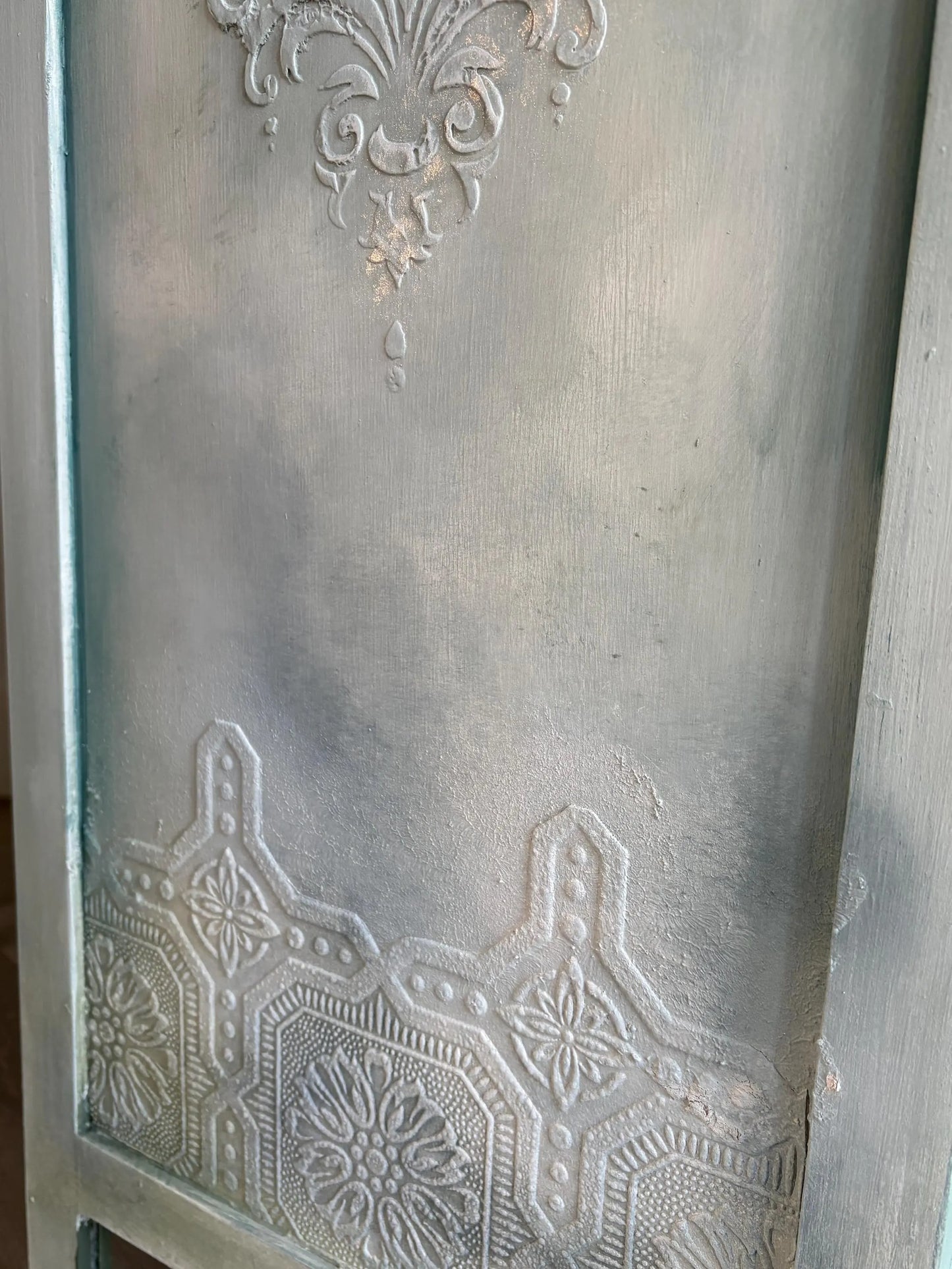 Vintage bedside drawers, hand painted sage green