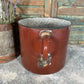 Vintage French Brown Enamel Cooking Pot Tub Garden Planter