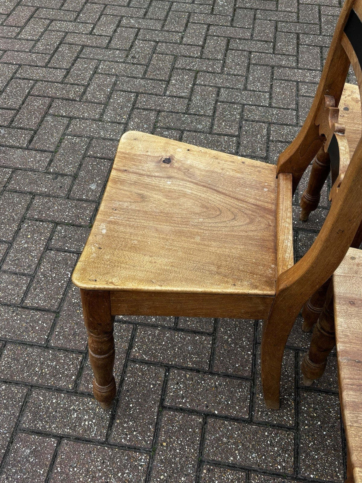 Vintage Victorian Set Of Pine Kitchen Chairs.