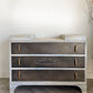 Mid Century Hand Painted Low Chest of Drawers: Bronze Glaze