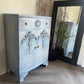 Vintage Tallboy Cabinet: Hand Painted Blue