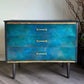 Blue, Teal & Green Vintage Chest of Drawers, Hand Painted Mid Century Dresser