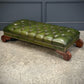Vintage Regency Green Buttoned Leather Footstool