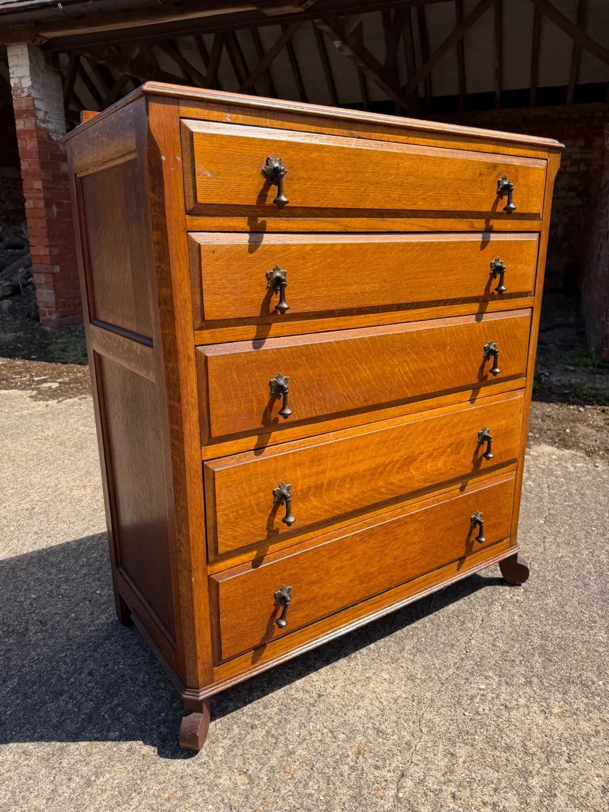 Vintage Oak Tallboy Chest of Drawers