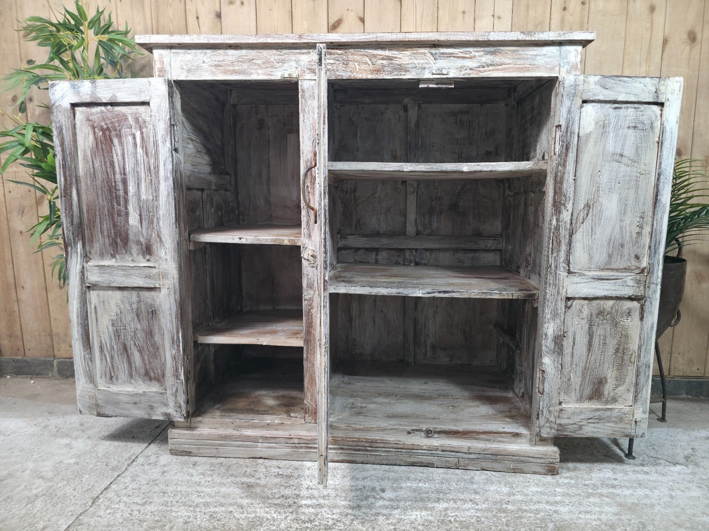 Vintage Wooden House Keepers Linen Cupboard Sideboard Tv Unit