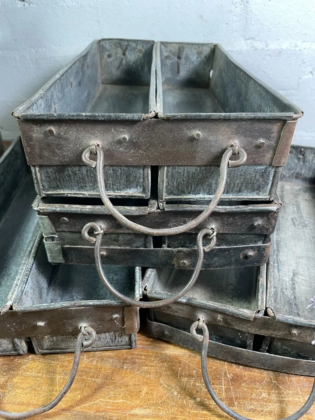 Vintage Metal Candle Herb Planter Pen Desk Cutlery Bread Tray