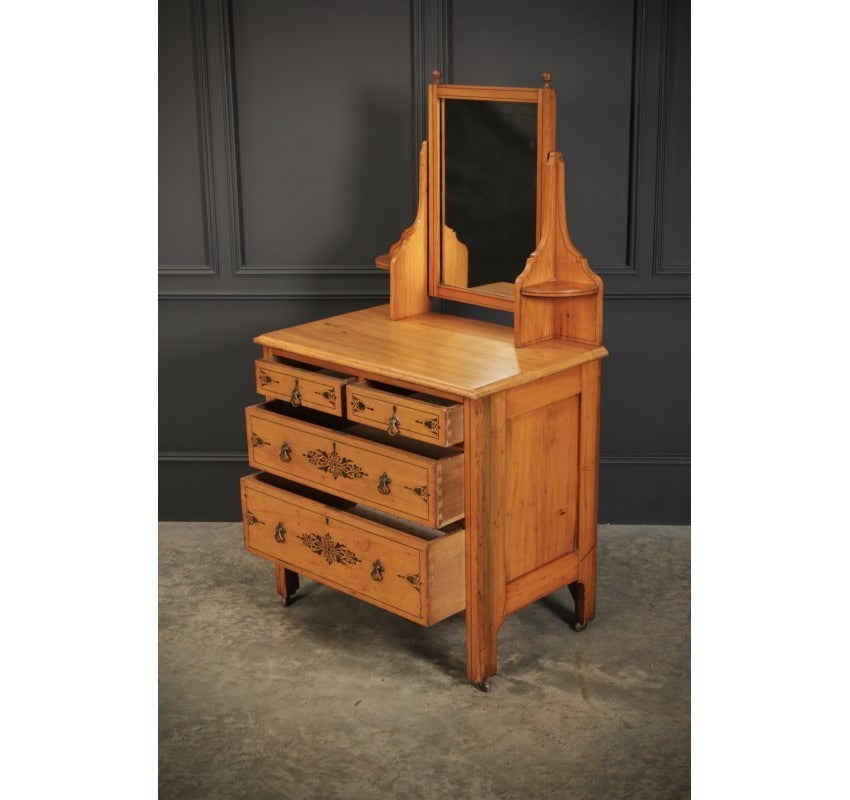Satin Birch Stencilled Vintage Dressing Chest
