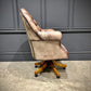 Buttoned Leather Antique Swivel Desk Chair