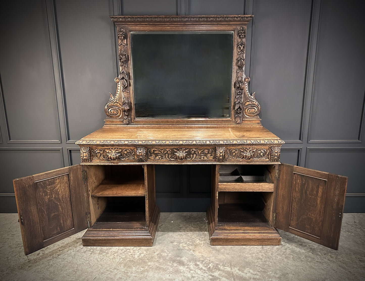 Carved Antique Oak Sideboard