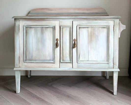Vintage oak washstand, hand finished rustic cupboard. Cottagecore Edwardian storage