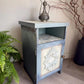 Vintage Bedside Cabinet | Hand Painted Blue Wooden Nightstand | Coastal Cottage Furniture
