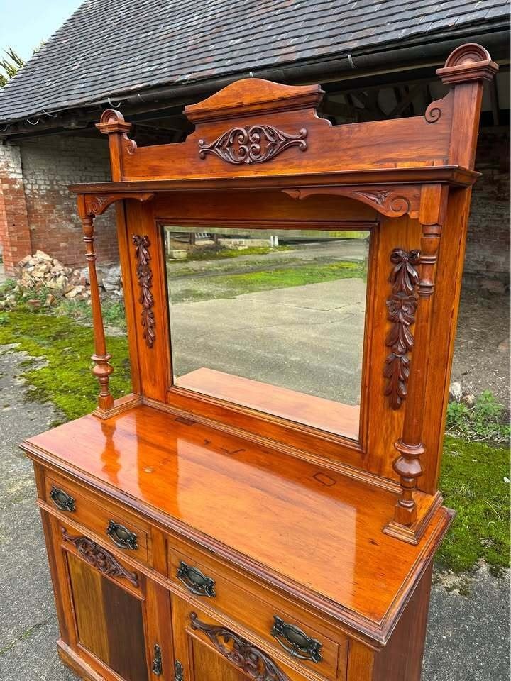 Antique Edwardian Mahogany Mirror Backed Sideboard Chiffonier Dresser