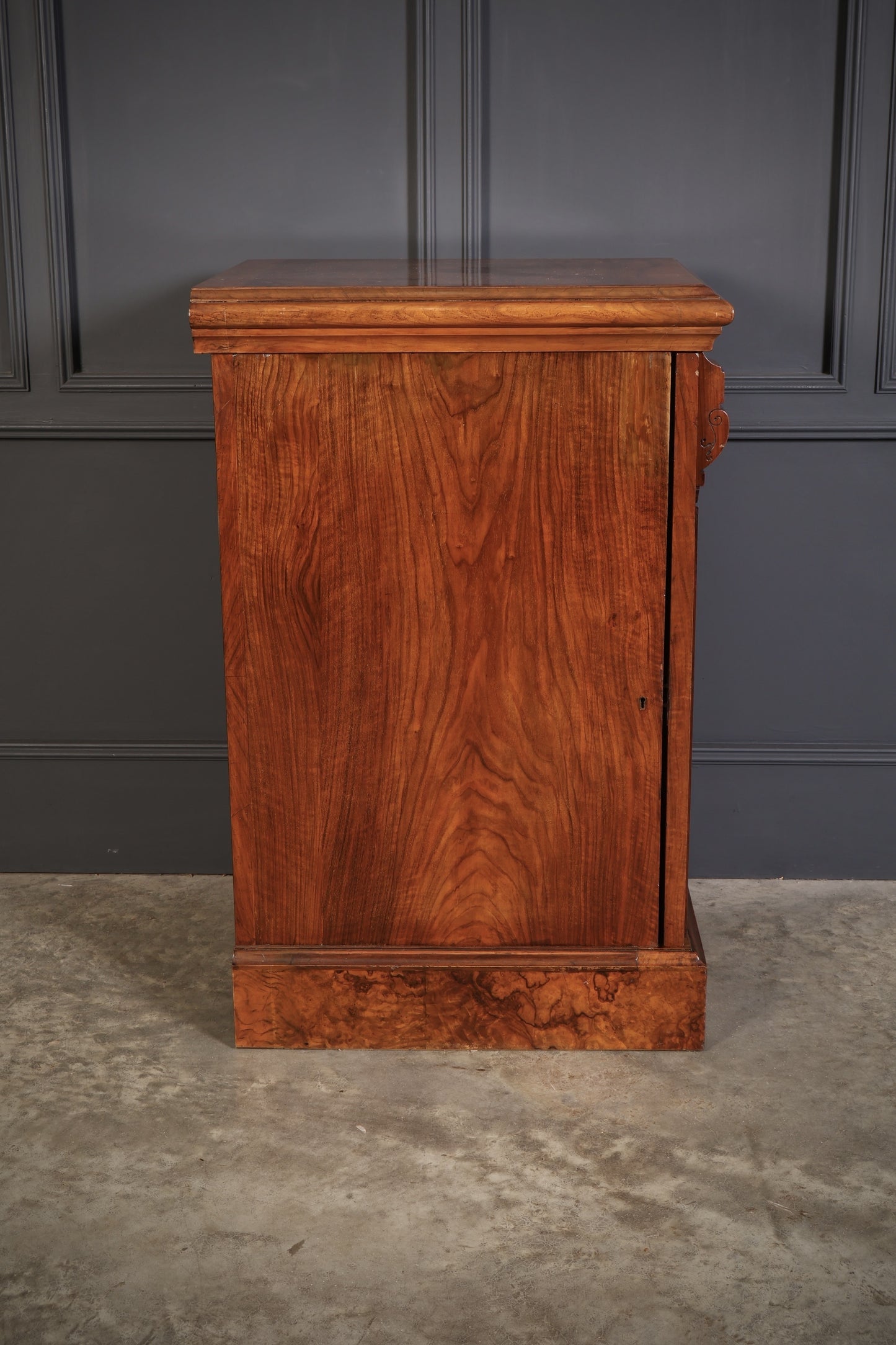 Large Pair Of Vintage Figured Walnut Pedestal Cabinets