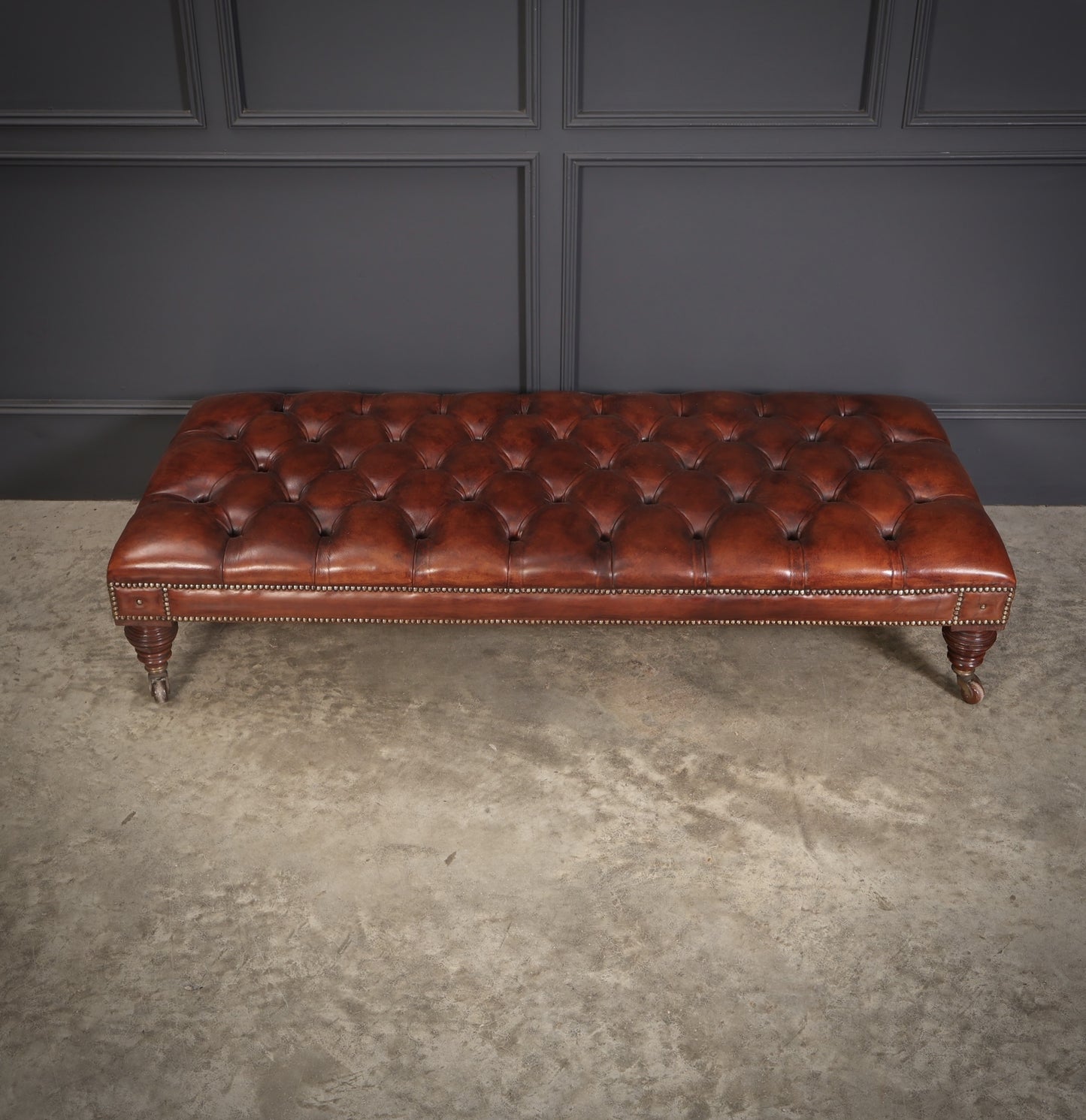 Vintage Victorian Buttoned Leather Footstool