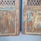 Pair Vintage Rustic Indian Wooden Iron Doors Garden Gates Room Divider Screen