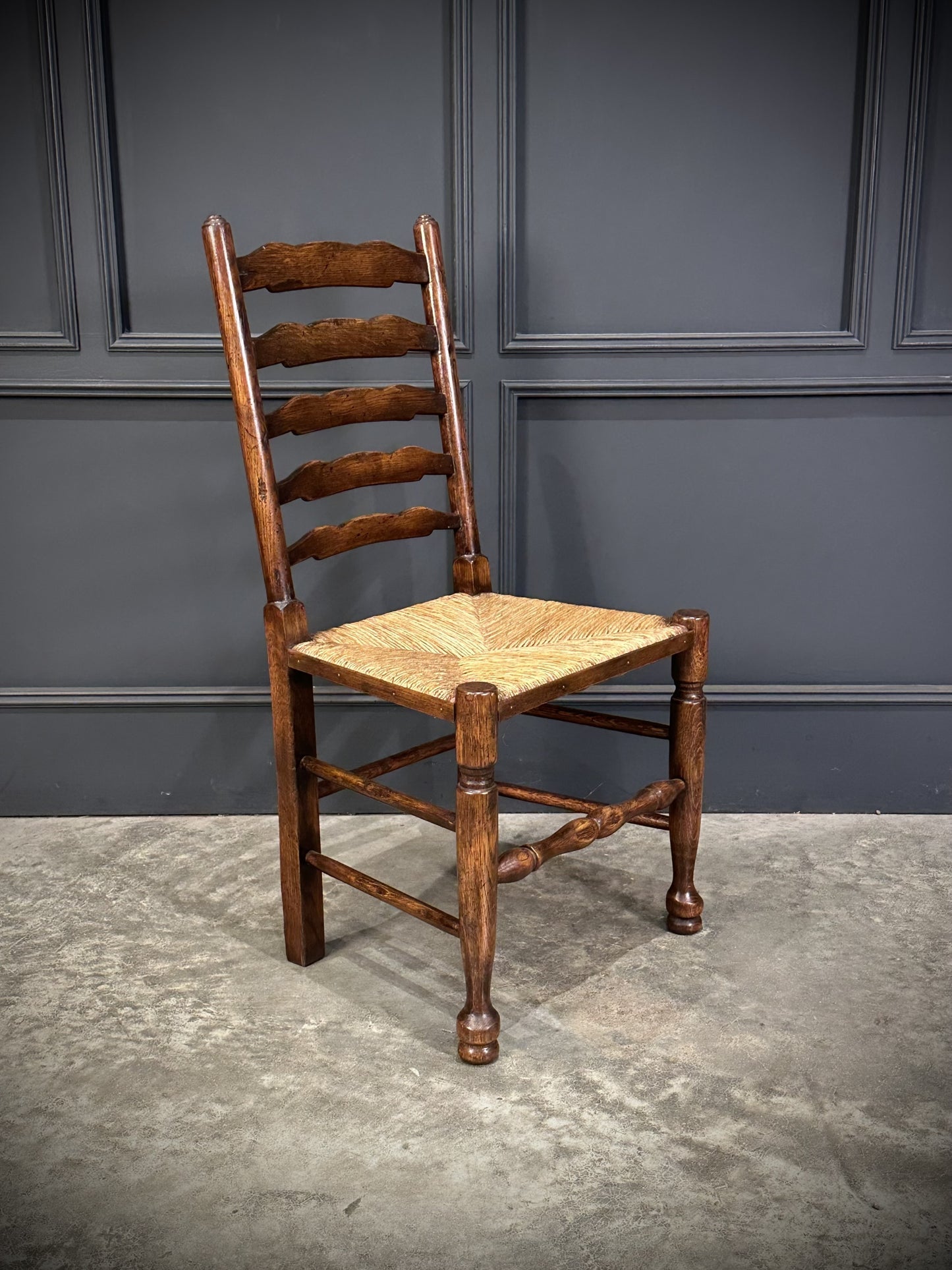 Set Of Eight Antique Ladder Back Dining Chairs
