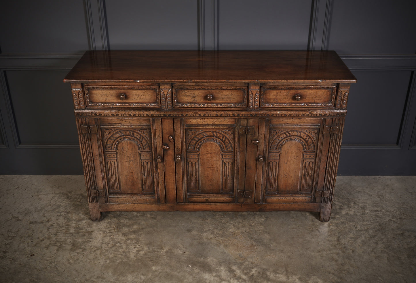Vintage Carved Oak Sideboard, 1920s