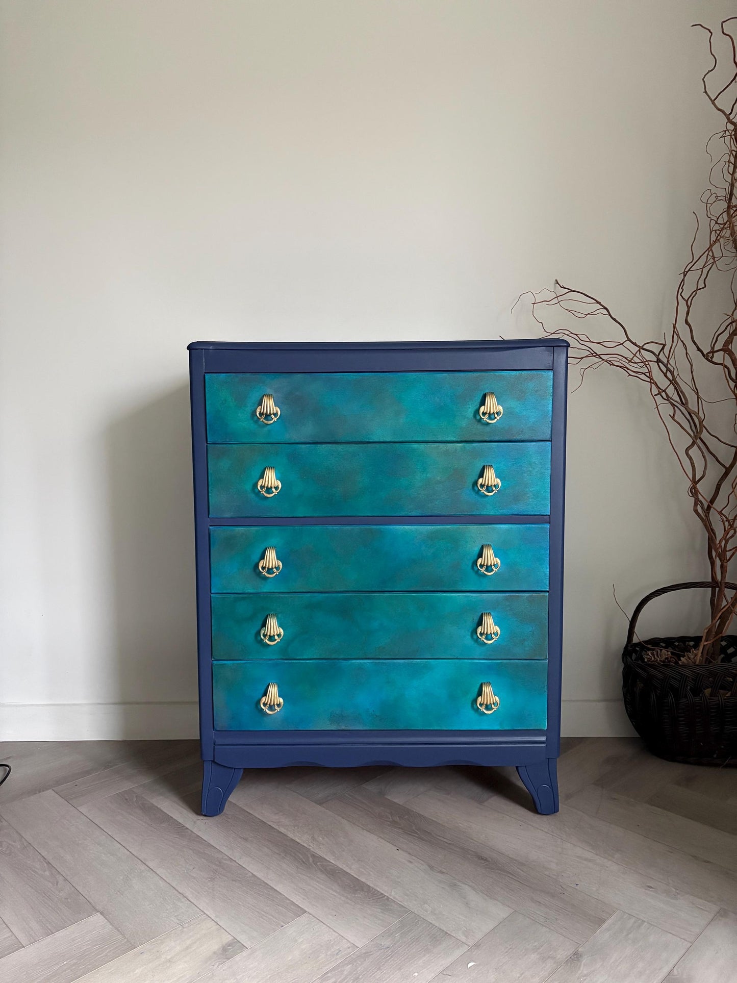 Vintage chest of drawers, hand painted. Example of commission available