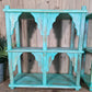 Blue Vintage Reclaimed Solid Wooded Arched Temple Wall Display Shelf Shelves