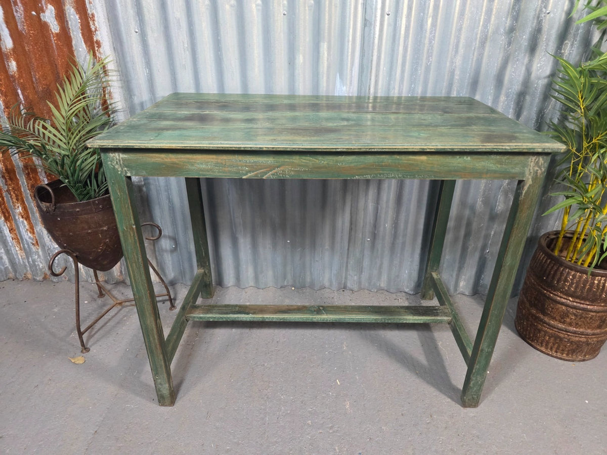 Green Vintage Rustic Indian Solid Wooden Desk Console Hallway Kitchen Island Table