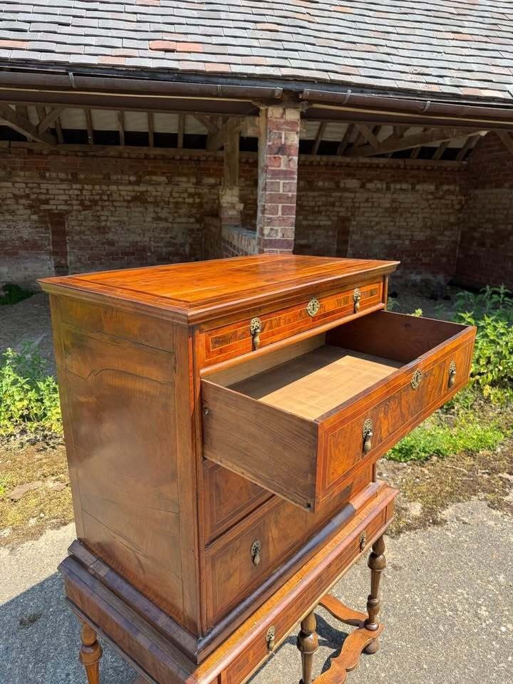 Antique 17th Century Walnut Tallboy Chest On Stand Chest Of Drawers