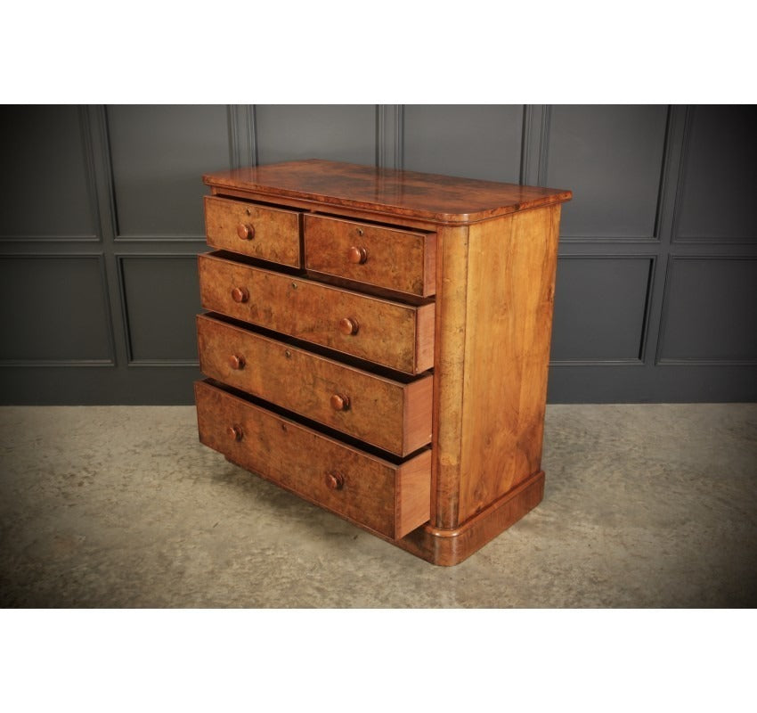 Vintage Victorian Burr Oak Chest Of Drawers