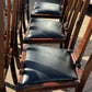 Set of 8 Art Noveau Marquetry Inlaid Mahogany Dining Chairs, New Upholstery.