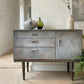 Mid Century Sideboard Hand Painted. Faux Concrete Cabinet, Upcycled Media Console