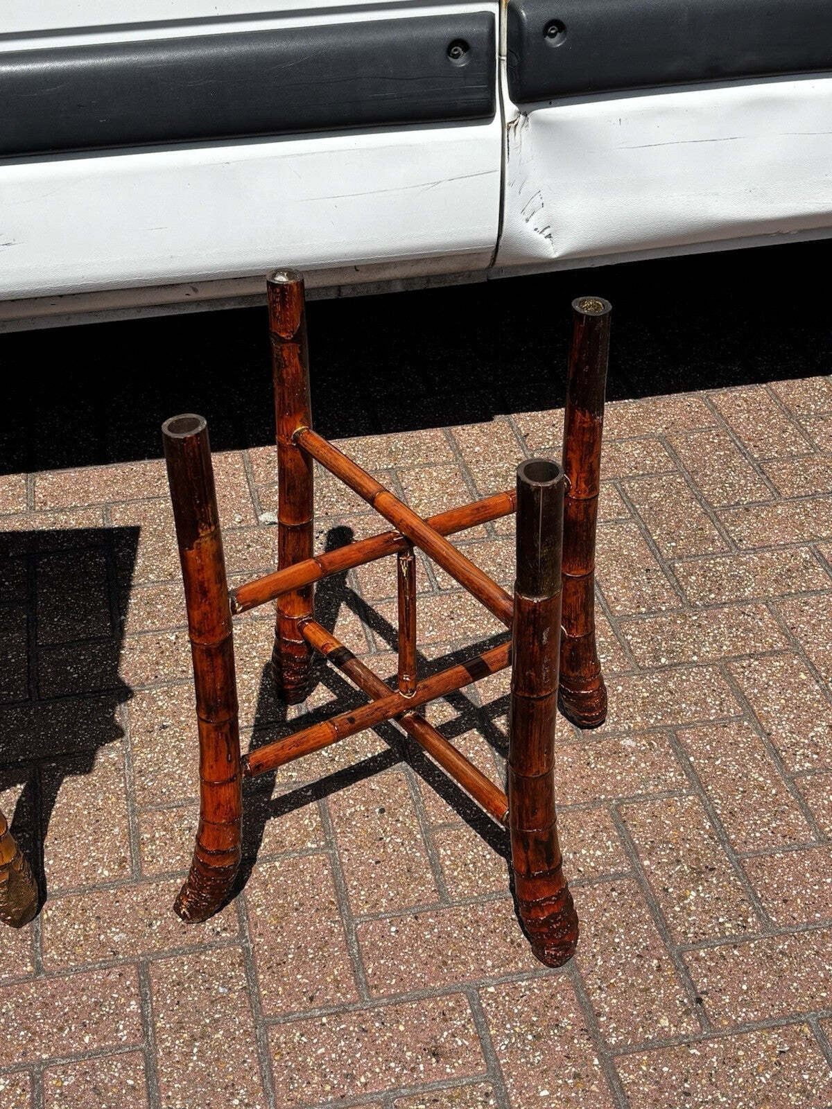 Pair Vintage Bamboo Bedside Tables, Lamp Tables, Side Tables. Each With Drawer.