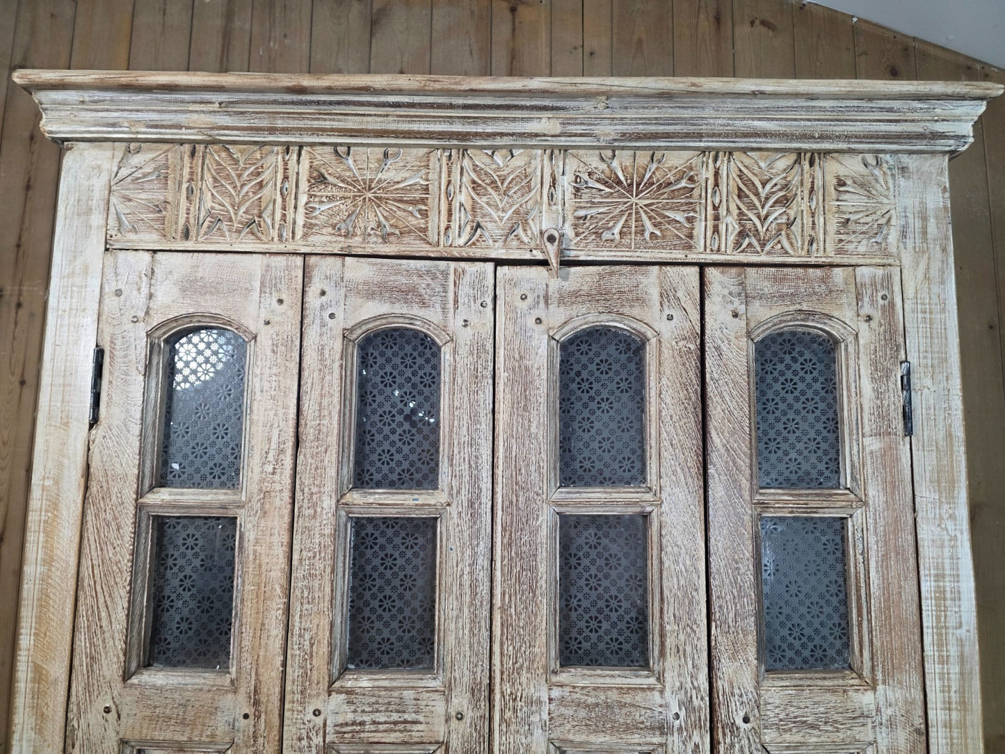 Vintage Reclaimed Indian Solid Wooden House Keepers Linen Cupboard