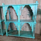 Blue Vintage Reclaimed Solid Wooded Arched Temple Wall Display Shelf Shelves