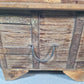 Vintage Rustic Indian Solid Wooden Dowry Chest Coffee Side Table Trunk
