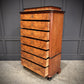 19th Century Walnut Tall Boy Art Deco Chest Of Drawers