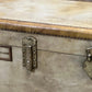 Vintage Vellum Steamer Trunk, 1920s Brass Bound Chest Ottoman