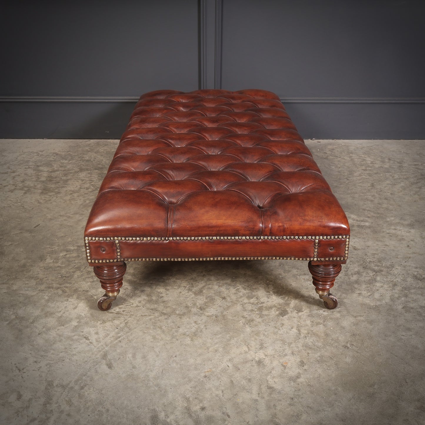 Vintage Victorian Buttoned Leather Footstool