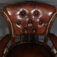 Pair Of Vintage Victorian Mahogany & Buttoned Leather Captains Desk Chairs