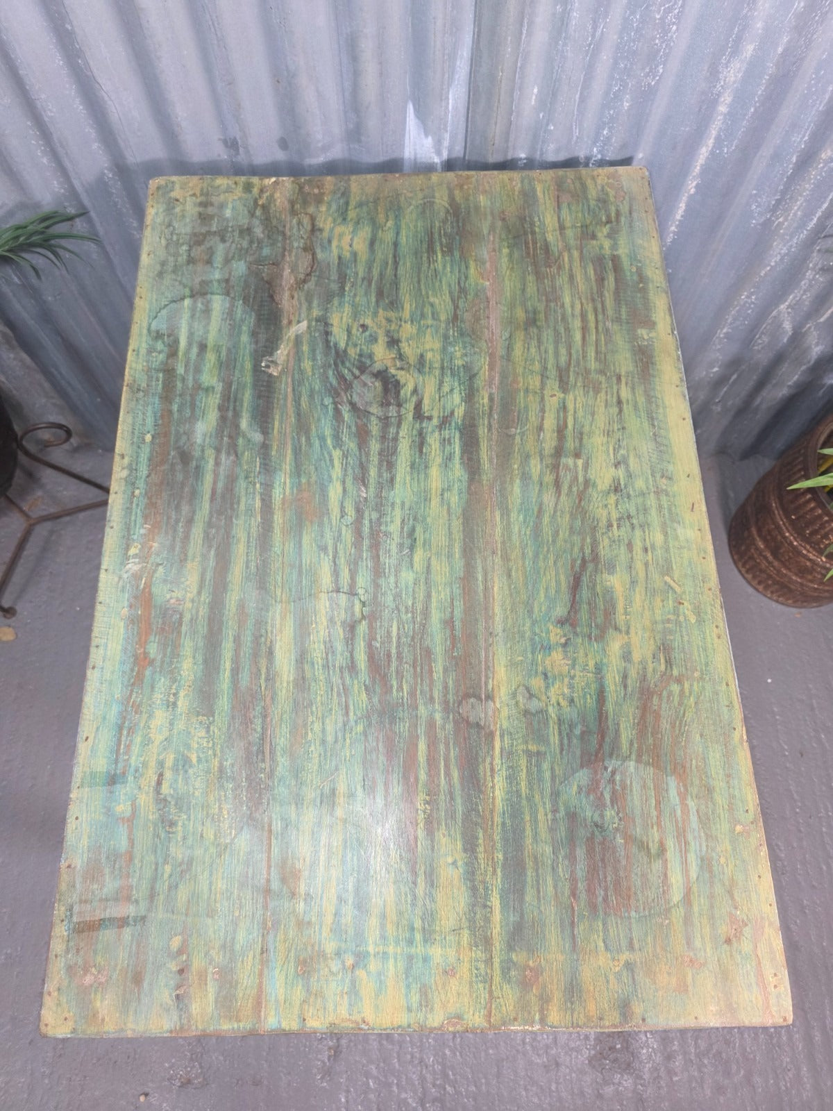 Green Vintage Rustic Indian Solid Wooden Desk Console Hallway Kitchen Island Table