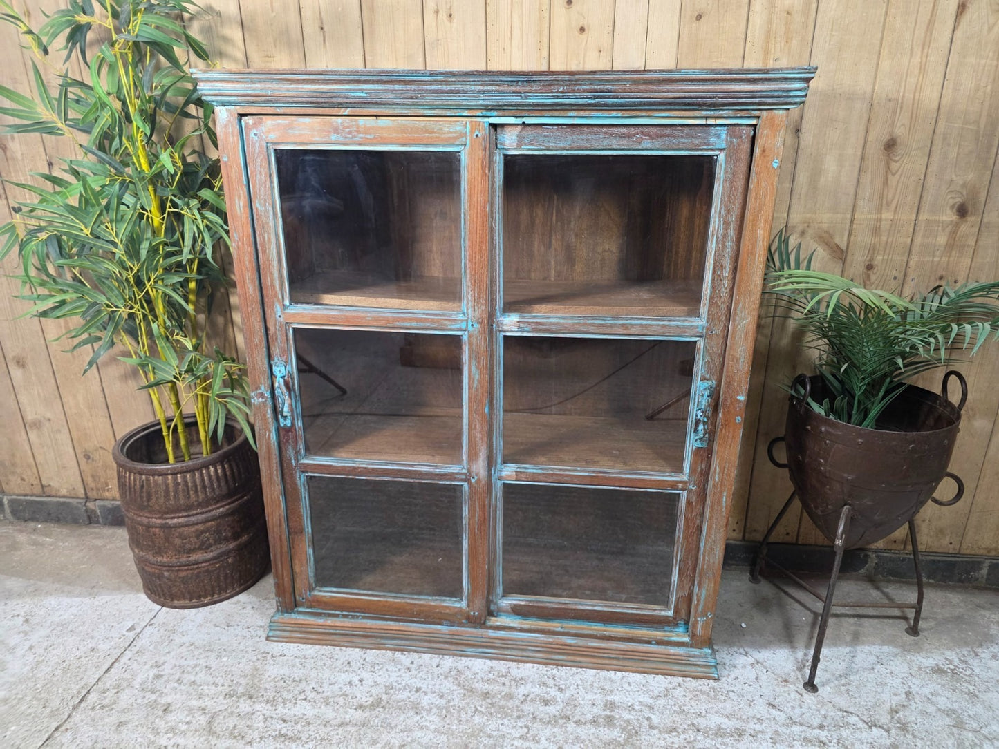 Vintage Reclaimed Indian Freestanding Kitchen Bathroom Drinks Display Cabinet