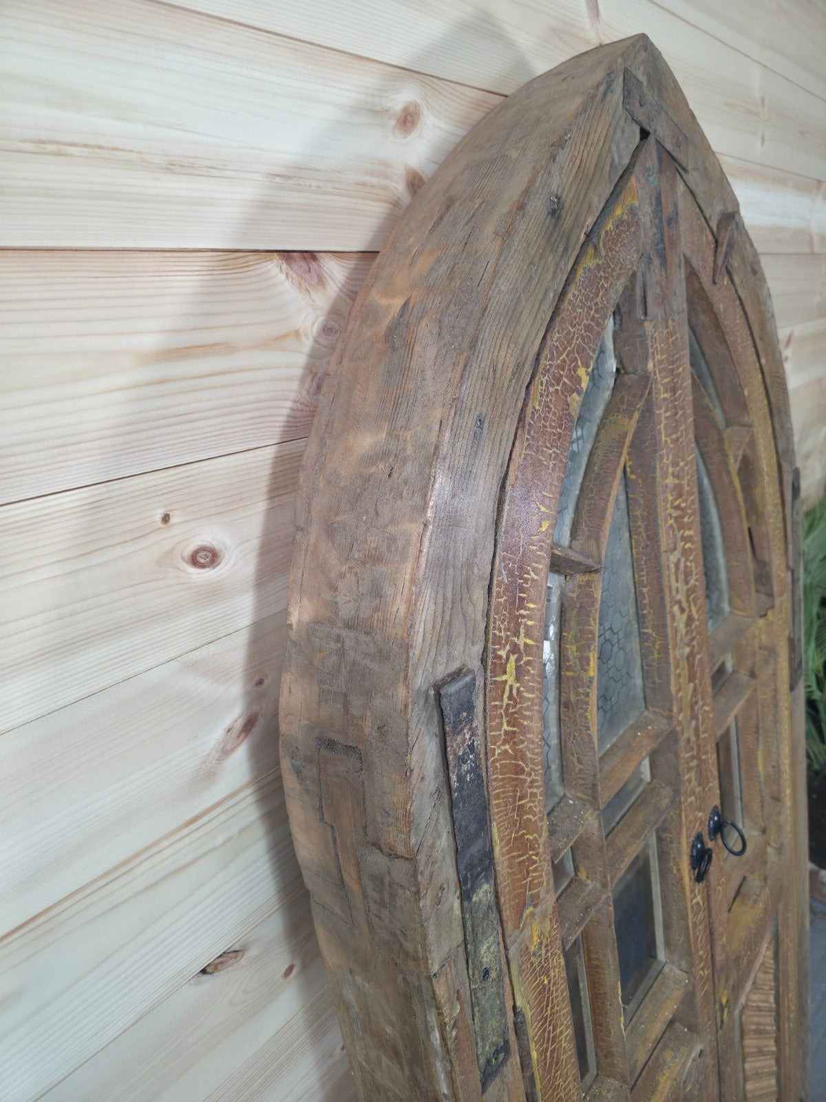 Gothic Antique Rustic Indian Arched Window Shutter Home Garden Mirror