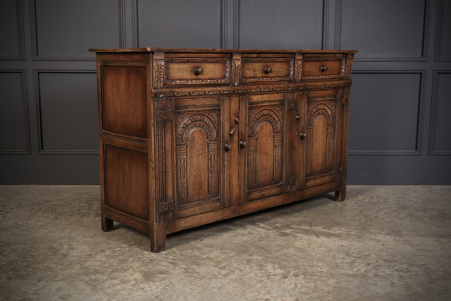 Vintage Carved Oak Sideboard, 1920s