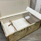 Vintage Vellum Steamer Trunk, 1920s Brass Bound Chest Ottoman