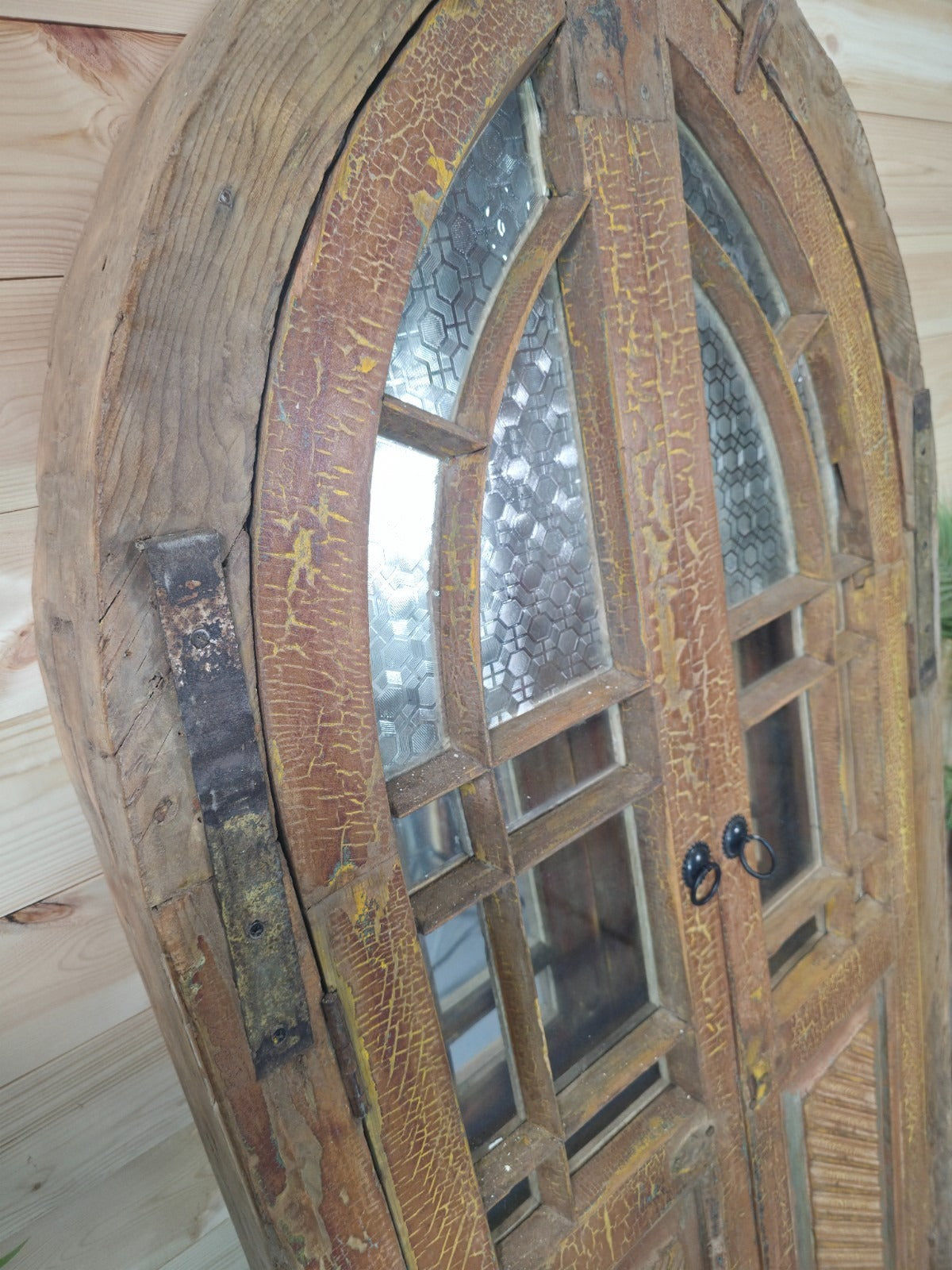Gothic Antique Rustic Indian Arched Window Shutter Home Garden Mirror