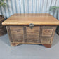 Vintage Rustic Indian Solid Wooden Dowry Chest Coffee Side Table Trunk