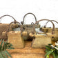Vintage Indian Rustic Wabi Sabi Hand Carved Teak Wooden Oil Lantern Container
