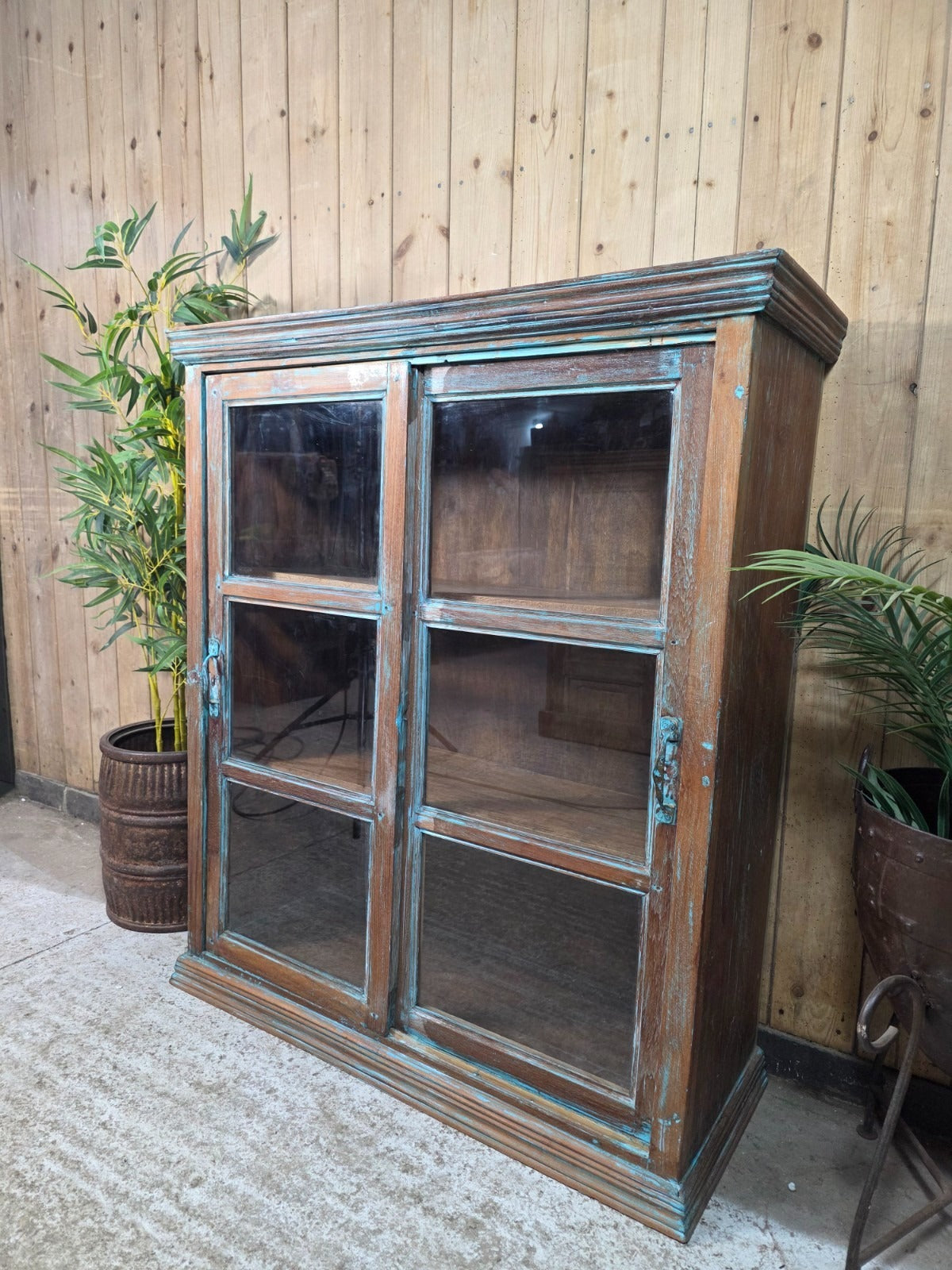 Vintage Reclaimed Indian Freestanding Kitchen Bathroom Drinks Display Cabinet