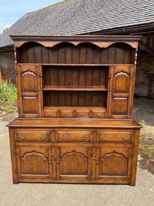 Large Antique Style Solid Oak Hand Made English Country Farmhouse Dresser
