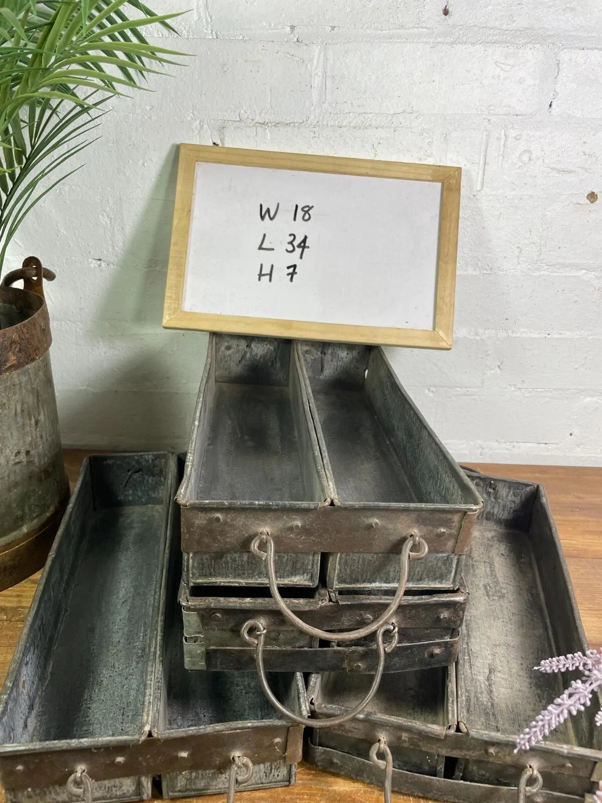 Vintage Metal Candle Herb Planter Pen Desk Cutlery Bread Tray