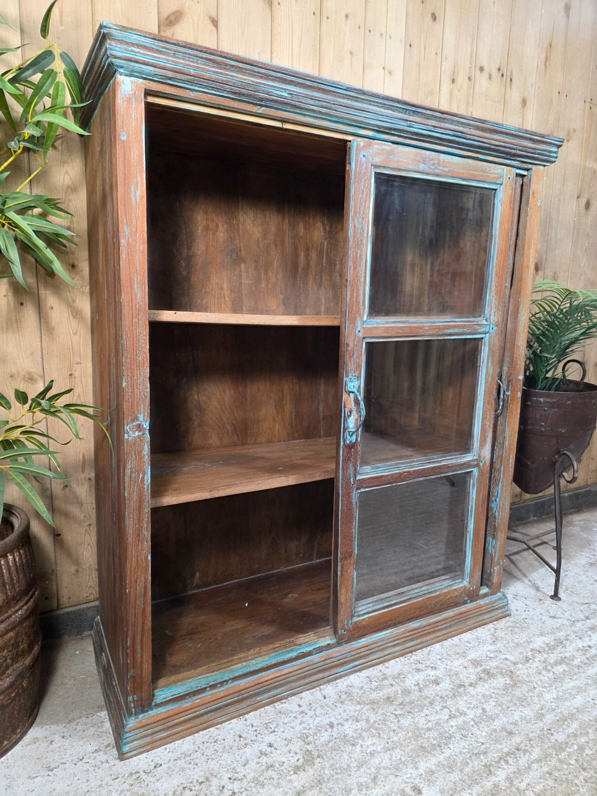 Vintage Reclaimed Indian Freestanding Kitchen Bathroom Drinks Display Cabinet