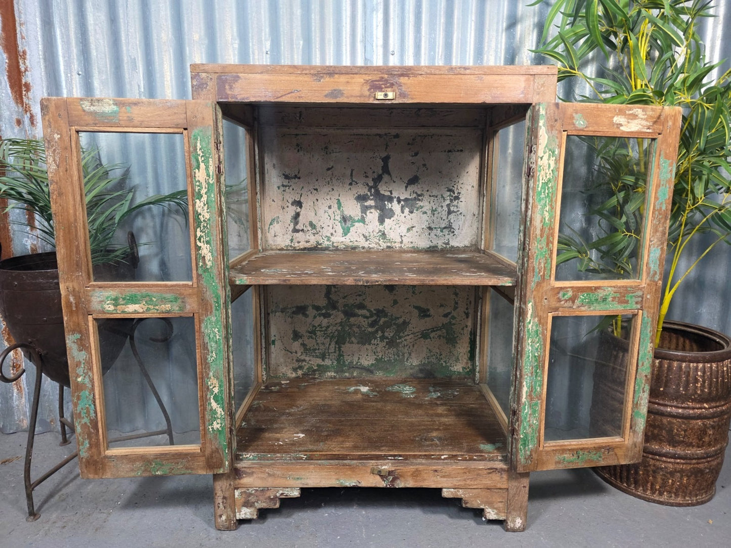 Vintage Drinks Display Cabinet Reclaimed Indian Freestanding Kitchen Bathroom