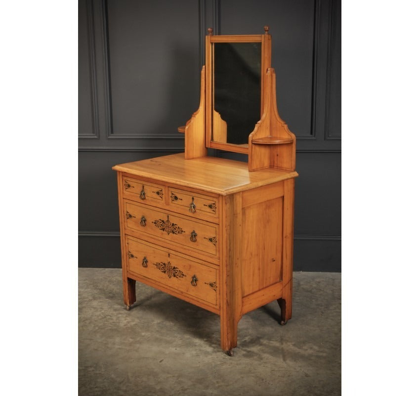 Satin Birch Stencilled Vintage Dressing Chest